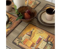 Placemats Set van 4, dikke kurkmatten voor keuken- en eettafels, eenvoudig te reinigen tafelmatten (12 "x 16" rechthoekige set van 4, Bordeaux-wijn)