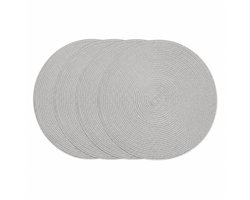 Placemats Set van 4 – Rond Ø38 cm – Zilver– Geweven Tafelonderleggers – Moderne Placemat voor Eettafel – OEKO-TEX®