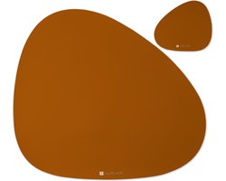 Placemats - Set van 6 Paar - Bruin - Onderzetters - Lederlook - Kunststof - Ovaal - Eettafel - Krasbestendig - Waterafstotend