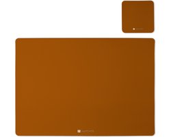 Placemats - Set van 6 Paar - Bruin - Onderzetters - Lederlook - Kunststof - Rechthoekig - Eettafel - Krasbestendig - Waterafstotend
