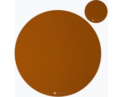 Placemats - Set van 6 Paar - Bruin - Onderzetters - Lederlook - Kunststof - Rond - Eettafel - Krasbestendig - Waterafstotend