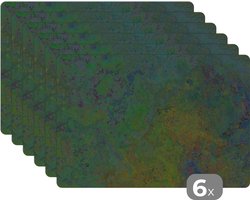 Placemats - Steen design - Leisteen - Roest - Vintage - Placemat - Tafeldecoratie - Onderleggers placemat - 6 stuks - 45x30 cm