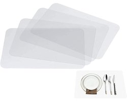 Placemats-Transparante Placemats - 4 stuks Afwasbare Tafelmatten - Antislip Plastic Onderzetters voor Eettafel en Keuken - Beschermmat voor Bureau en Koelkast - 43x28 cm