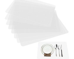Placemats-Transparante Placemats - 8 stuks Afwasbare Tafelmatten - Antislip Plastic Onderzetters voor Eettafel en Keuken - Beschermmat voor Bureau en Koelkast - 43x28 cm