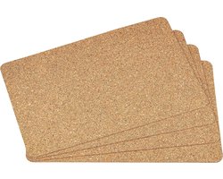 Placemats van kurk, set van 4, 44 x 29 cm, decoratieve kurk, placemats voor eettafel en keuken, onderlegger voor borden, glazen, pannen en kopjes, duurzame placemats van natuurkurk