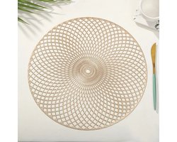 Placemats - Vinyl - Rond - 38 cm - 4 stuks - Onderlegger - Hitte bestendig - GOUD - Luxe