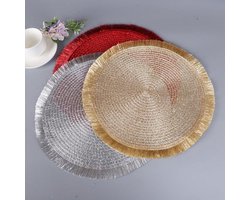 Placemats voor eettafel - Tafeldecoratie - Goud - Boerderij retro restaurant - Rond geweven placemats - Geschikt voor bruiloft festival party - 38 cm - 2 stuks