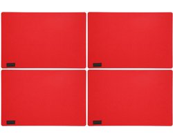 Placemats/onderleggers voor op tafel - 4x stuks - rood - 30 x 45 cm - met ronde hoeken - Diner/ontbijt