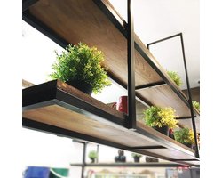 Plafond Hangend Plantenrek 140x30x80 cm – Industrieel IJzeren Wand- & Plafond Plank voor Planten, Bloemen & Decoratie – Zwevend Ophang Rek voor Keuken, Balkon, Bar & Woonkamer – Rustiek Design – HomebyNicole