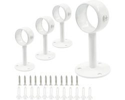 Plafondgordijnroedebeugels - 4-stuks - Maat XL - gordijnroedes 32 mm - Roestvrijstalen gordijnroedebeugels - Plafondgordijnroedehaken - Beugels voor kastbuizen - Steunpluggen voor geleiderails - Keukenbeugels voor ophangstangen - Houders