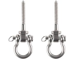 Plafondhaak Schroeven Swingschommelhaak van Roestvrij Staal M8 x 134mm Belastbaarheid 900kg Ophanghaak voor Beton en Hout Hangstoel Yoga Hangmat Stoel Bokszak - Set van 2