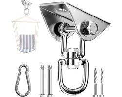 Plafondhaak zware belasting roestvrij staal - capaciteit 450 kg - 360 graden draaibaar - ophanging schommelhaak met schroef voor houten balken en betonnen plafond - haken voor hangstoel