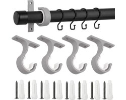 plafondhouders gordijnroedes 4 stuks - grijze aluminiumlegering - betrouwbare stabiliteit - m-winkel