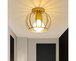 Plafondlamp - 19.5cm - Klein - E27 - Vintage Gouden Industriële Plafondlamp - Lamp Niet Inbegrepen