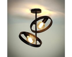 Plafondlamp 2 Lampen - Hover - Charcoal - Metaal - Woonkamer - Keuken - Slaapkamer - Badkamer - Voedingstype Netstroom - Exclusief Lichtbron - E27 Fitting