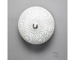 Plafondlamp | 25 cm | Oosterse plafondlampen 25cm | 2 lichts | E14 | grijs transparant wit | glas metaal | oosters