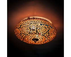 Plafondlamp | 25 cm | oosterse plafondlampen 25cm | 2 lichts | E14 | paars | glas metaal | oosters