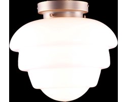 Plafondlamp | 30 cm | art deco met bronzen armatuur | E27 | brons wit | glas metaal | art deco retro sfeer verlichting