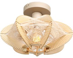 Plafondlamp | 30 cm | Jessica | E27 | crème, naturel hout | hout, metaal, touw | scandinavisch, landelijk, decoratief