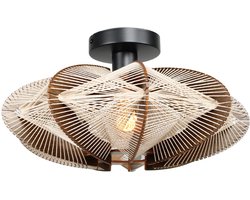 Plafondlamp | 40 cm | Jessica | E27 | bruin creme naturel hout | hout metaal touw | Scandinavische decoratieve sfeer verlichting
