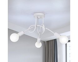 plafondlamp - 40cm - Medium - 3-lichts - E27 - industriële - retro - wit - zonder lampen