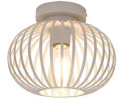 Plafondlamp Aglio | Draadlamp | Zandkleur / crèmekleur | Diameter 25 cm | Hoogte 17 cm | Moderne / landelijke lamp | Woonkamer / slaapkamer / eetkamer / hal / wc lamp | E27 fitting | Geschikt voor led | Plafonnière