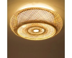 Plafondlamp Bamboe - Plafonnière - Handgeweven Rotan Bamboe Lamp - 50cm - Japanse Bamboe - Duurzaam - Rustiek - Lamp - Woonkamer - Hal - Slaapkamer - Vintage