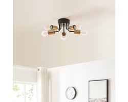Plafondlamp Barrow 5-lichts zwart en goud E27 Ø33 cm lux.pro