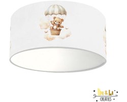 Plafondlamp Beer met parachute blauwgrijs-sfeerverlichting-kinderkamer-incl diffuser-beer-incl plafondfitting