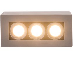 Plafondlamp beton plafondspot 3 vlammen LED spot woonkamer licht grijs verchroomd, 6,6W 440Lm 3000K warm wit, LxBxH 12,2x5,6x10 cm