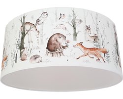 Plafondlamp bosdieren-  Kinderkamer plafondlamp - Plafondlamp forest friends - Lamp voor aan het plafond - Dieren plafondlamp | Diameter 35cm x 15cm hoog | E27 fitting maximaal 40 watt | Excl. Lichtbron