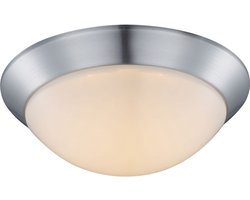 Plafondlamp Designlamp Woonkamerlamp opaal satijn rond, metaal kunststof, 1x LED 12 watt 960 lumen warm wit, DxH 26x10 cm