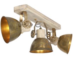 Plafondlamp Gearwood 2133BR - Draaibaar & Kantelbaar - Hout & Metaal - 15 cm Diameter - Brons - Mexlite