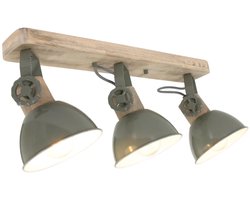 Plafondlamp Gearwood 2133G - Groen - Hout & Metaal - Draaibaar & Kantelbaar - Mexlite - E27 Fitting - Trendy Design - Geschikt voor Binnengebruik