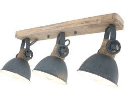 Plafondlamp Gearwood 2133GR - Draaibaar en kantelbaar, Hout en Metaal, Grijs, E27 fitting, Mexlite - Trendy design voor binnengebruik