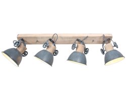 Plafondlamp Gearwood 2729GR Grijs E27, trendy design, rotatable and tiltable, hout en metaal, 15 cm diameter, 19 cm hoogte, Mexlite