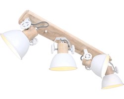 Plafondlamp Gearwood 2729W Wit E27 fitting - Draaibaar en kantelbaar, Hout/Metaal, Ø15cm, Hoogte 19cm, Trendy design, Merk: Mexlite
