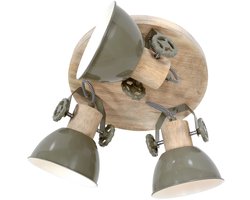 Plafondlamp Gearwood 3063G Groen Metaal Hout Draaibaar en Kantelbaar Mexlite
