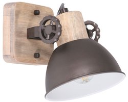 Plafondlamp Gearwood 7968A Antraciet Draaibaar en Kantelbaar van Hout en Metaal, Mexlite - Ø 15cm, Hoogte 19cm, Trendy Design voor Binnengebruik