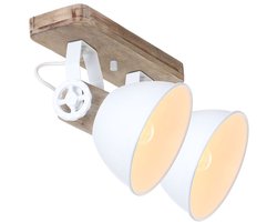 Plafondlamp Gearwood 7969W Wit E27 fittingen Metaal en Hout Draaibaar en Kantelbaar Trendy Mexlite