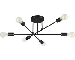 Plafondlamp | Gili | 6-lichts | Ø70CM | Zwart | E27