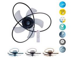 Plafondlamp Hanglamp geïntegreerde LED "Leccio" met ventilator, nachtlichtfunctie, dim- en lichttemperatuurinstelling via afstandsbediening
