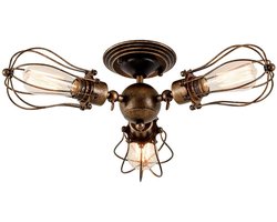 Plafondlamp Industrieel 3 Lichts Lampenkap Vintage voor Slaapkamer Woonkamer Keuken Bronzen