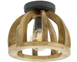 Plafondlamp Industrieel Hout (Ø 30cm) - Plafond Lamp voor Eetkamer / Slaapkamer / Woonkamer van Gebogen Mangohout - Plafonnière in Industriele / Rustieke / Vintage Stijl van Echt Hout (30x30 cm)