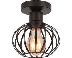 Plafondlamp Industrieel Ronde E27 Plafondverlichting voor Woonkamer Slaapkamer Zwart