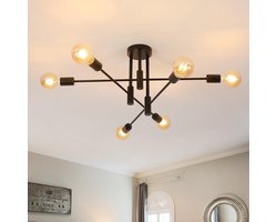Plafondlamp Industriële 6-Lichts E27 Plafonnière Woonkamer Plafondlampen voor Slaapkamer Keuken Zwart