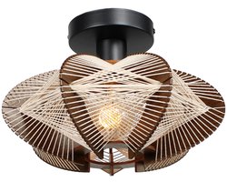 Plafondlamp Jessica | Japandi stijl walnut hout | touw Ø30 cm