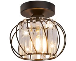 Plafondlamp Kristal Ronde Moderne Plafonnière E27 voor Keuken Slaapkamer Woonkamer Zwart