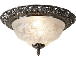 Plafondlamp landelijke stijl glazen lamp zilver antiek bloemendecor