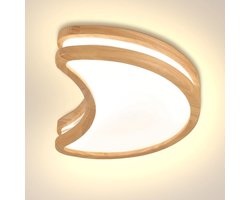 Plafondlamp Led 18W Creatieve Maan Plafonnière Houten voor Woonkamer Keuken Slaapkamer Warm Licht
